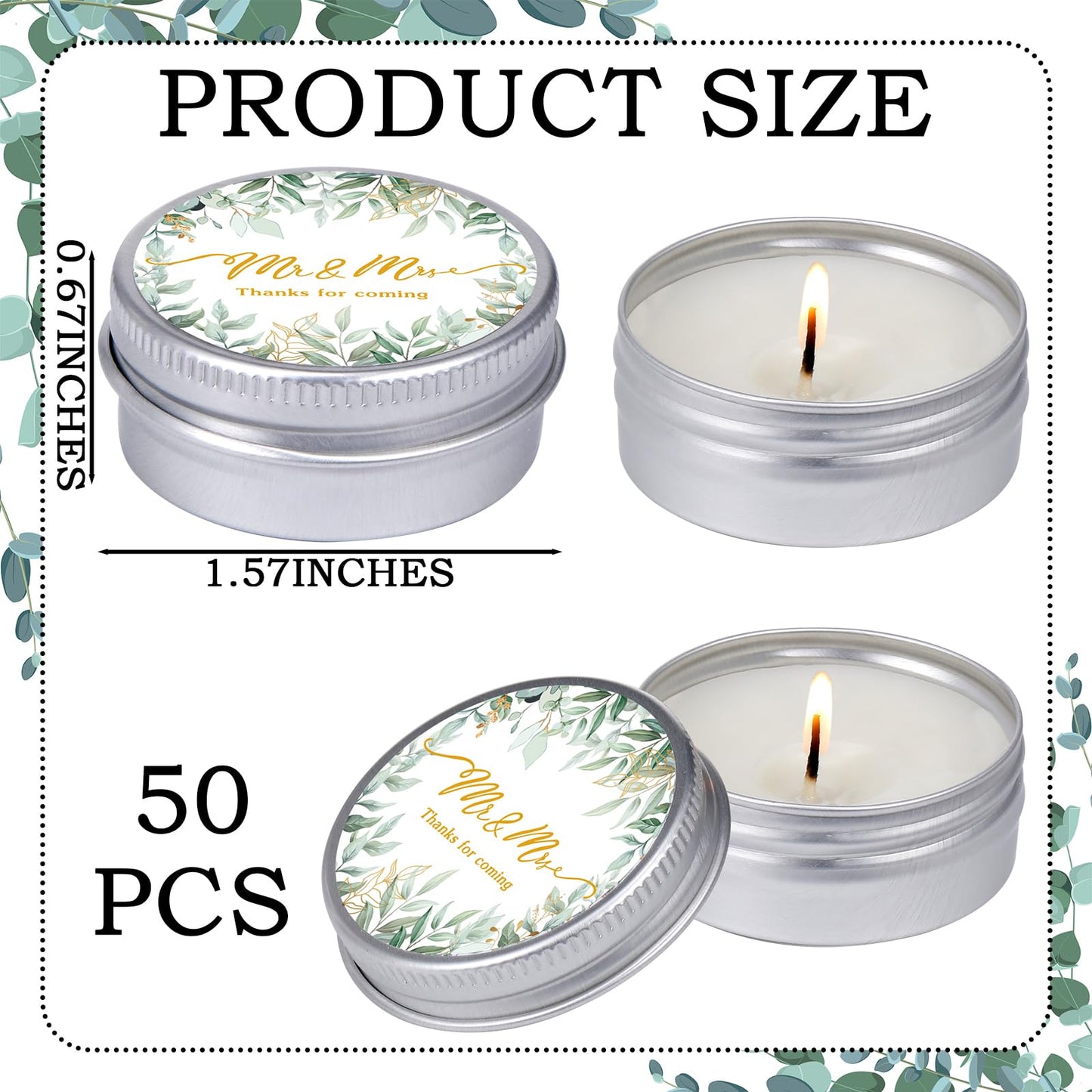 MTLEE Lavender Scented Soy Wax Wedding Candles, 50 Pcs Candle Favors for Guests, Aromatherapy Candles for Bridal Shower, Rustic Wedding Party