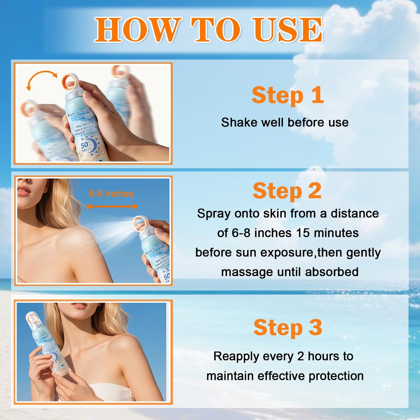 CAHIUYOA Face Sunscreen Spray,Mineral Spray Sunscreen SPF 50,360°Lightweight Sun Screen Face Mist,Travel Size,Broad Spectrum UVA/UVB,Water Resistant,Non-greasy,6.76 Fl Oz