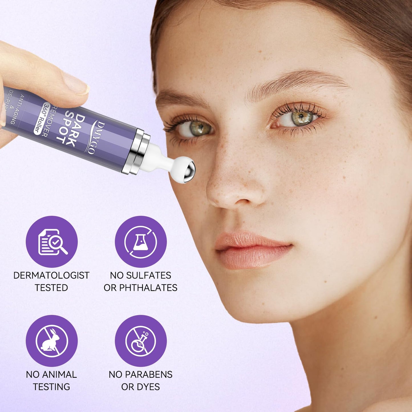 Dark Spot Remover for Face Body and Hands, Dark Spot Corrector for Melasma Age Spot Sun Spot, Brown Spot Remover for Women and Men with 360° Roller - 0.67 floz