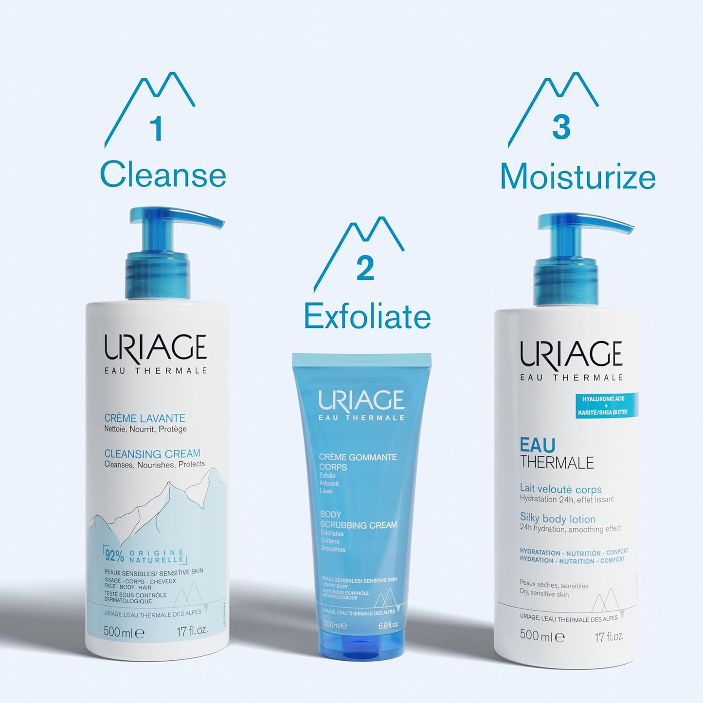 URIAGE Silky Body Lotion with Shea Butter & Hyaluronic Acid | 24H Hydration, Smoothing Effect, Moisturizer, Paraben-Free, 500 mL / 17 oz