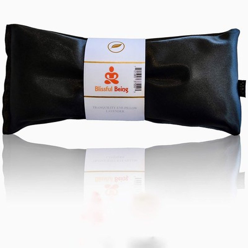 Blissful Being Lavender Eye Pillow - Hot or Cold Weighted Satin Eye Mask perfect for Sleeping, Yoga, Meditation - Gifts for Women, Birthday, Teachers - Natural Herbal Relaxation (Onyx)