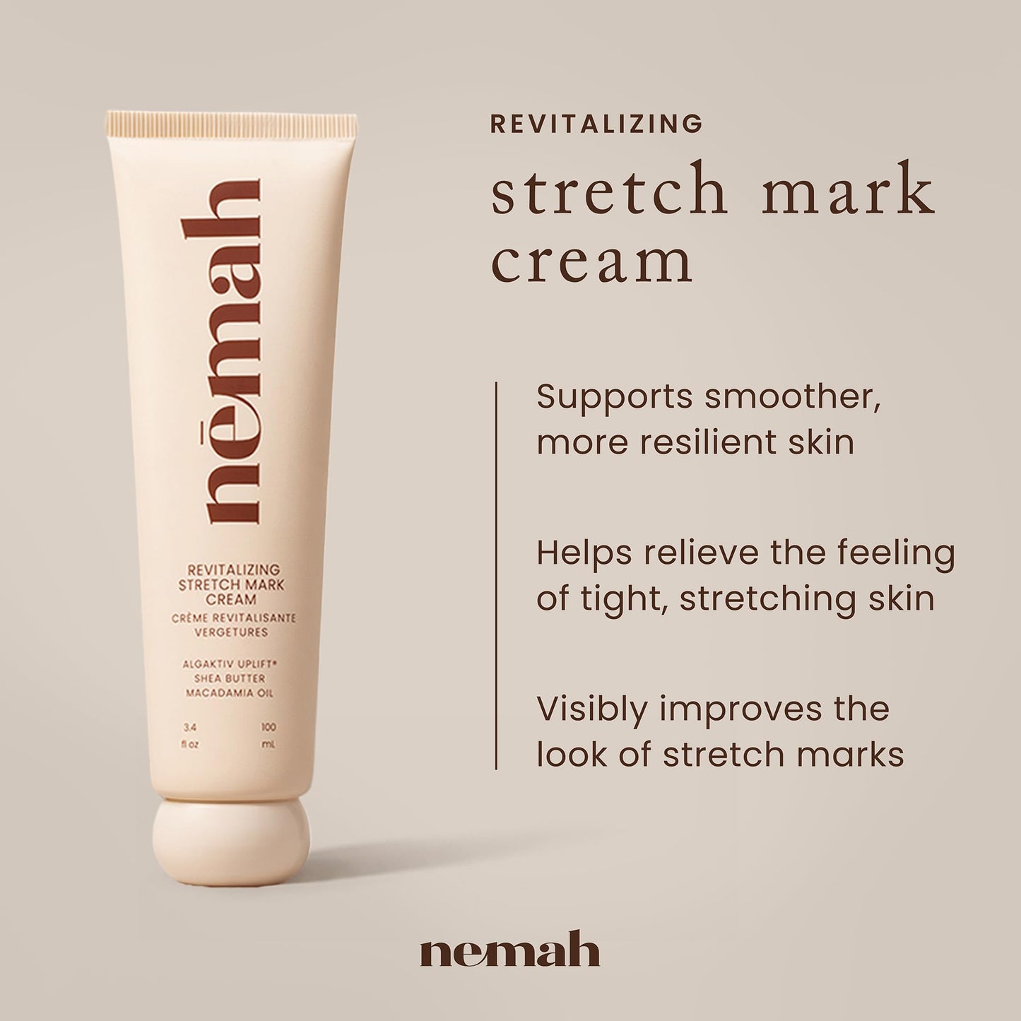Nemah - Stretch Mark Cream for Pregnancy - Pregnancy Stretch Mark Prevention & Reduction, Postpartum Stretch Mark Cream with Vanistryl, Shea Butter, & Macadamia Oil - Vegan & Cruelty-Free - 3.5 oz.