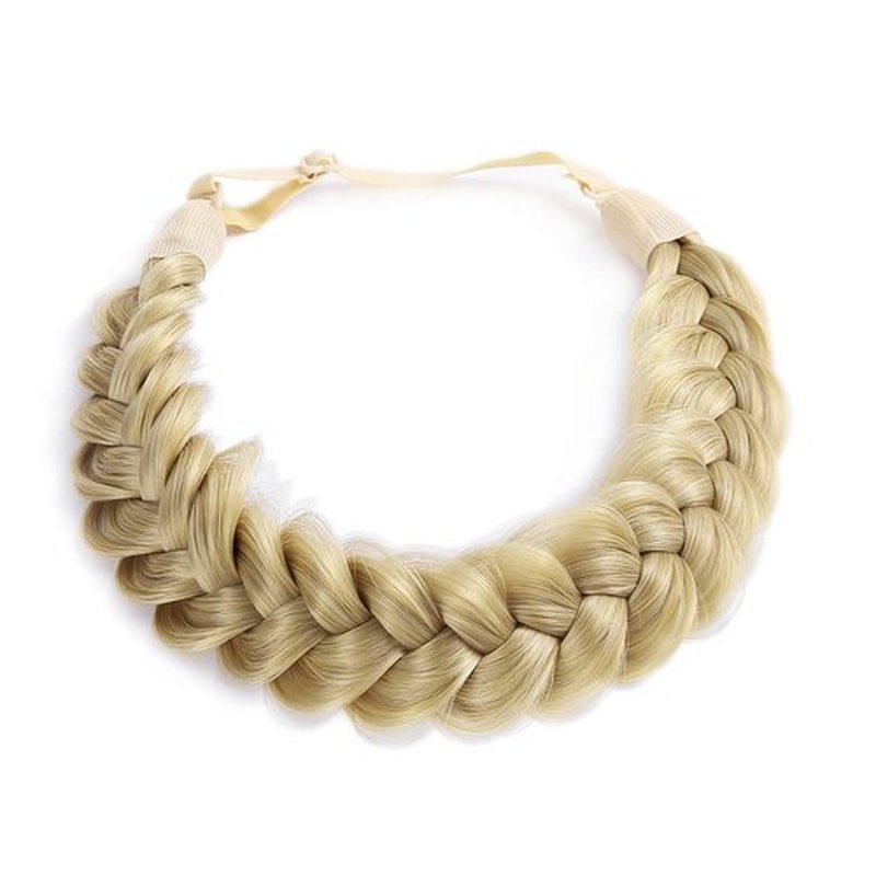 STHEJFB Braid Headband 2 3 Strands combinations Messy Wide Chunky Fluffy Elastic Stretch Hairpiece Braided Headband Women Girl Beauty accessory (Beach blonde)