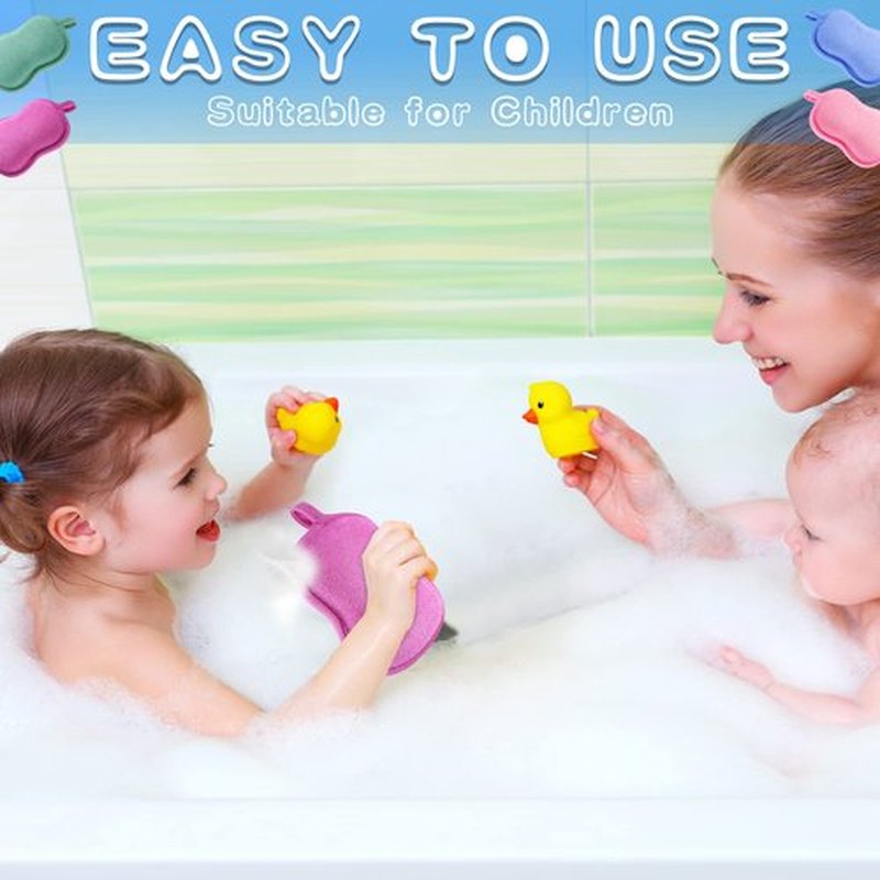 4 Pieces Baby Bath Sponge Cotton Baby Sponge Soft and Absorbent Sponge for Kids Babies Men Women (Red, Purple, Green, Blue)