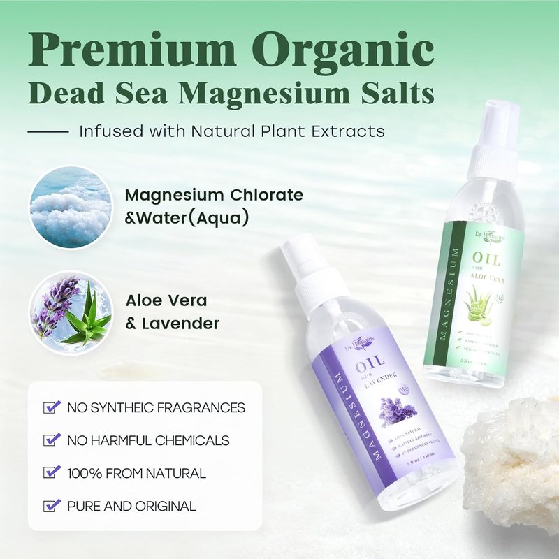 Magnesium Foot Spray - Pure Dead Sea Magnesium Oil with Lavender | Travel Size 2 FL OZ for Muscle Relief & Better Sleep