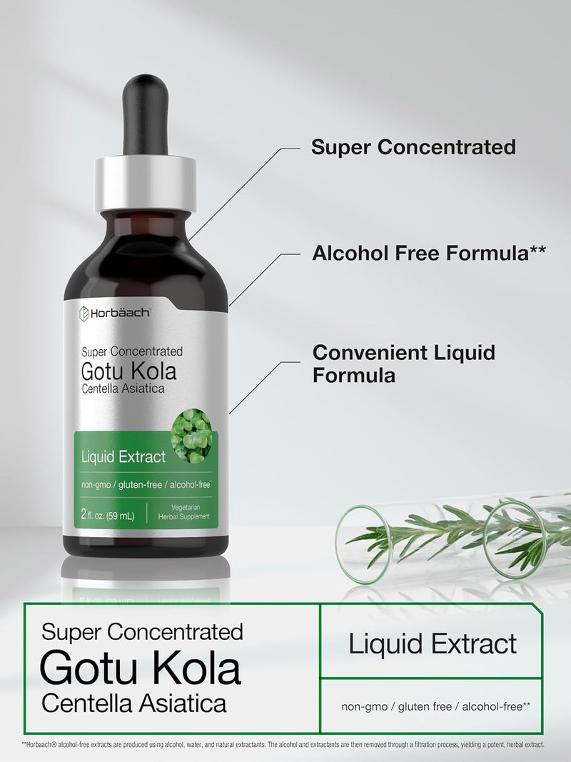 Gotu Kola Extract - Super Concentrated Herbal Supplement | Alcohol-Free, Vegetarian, Non-GMO, 2 fl oz