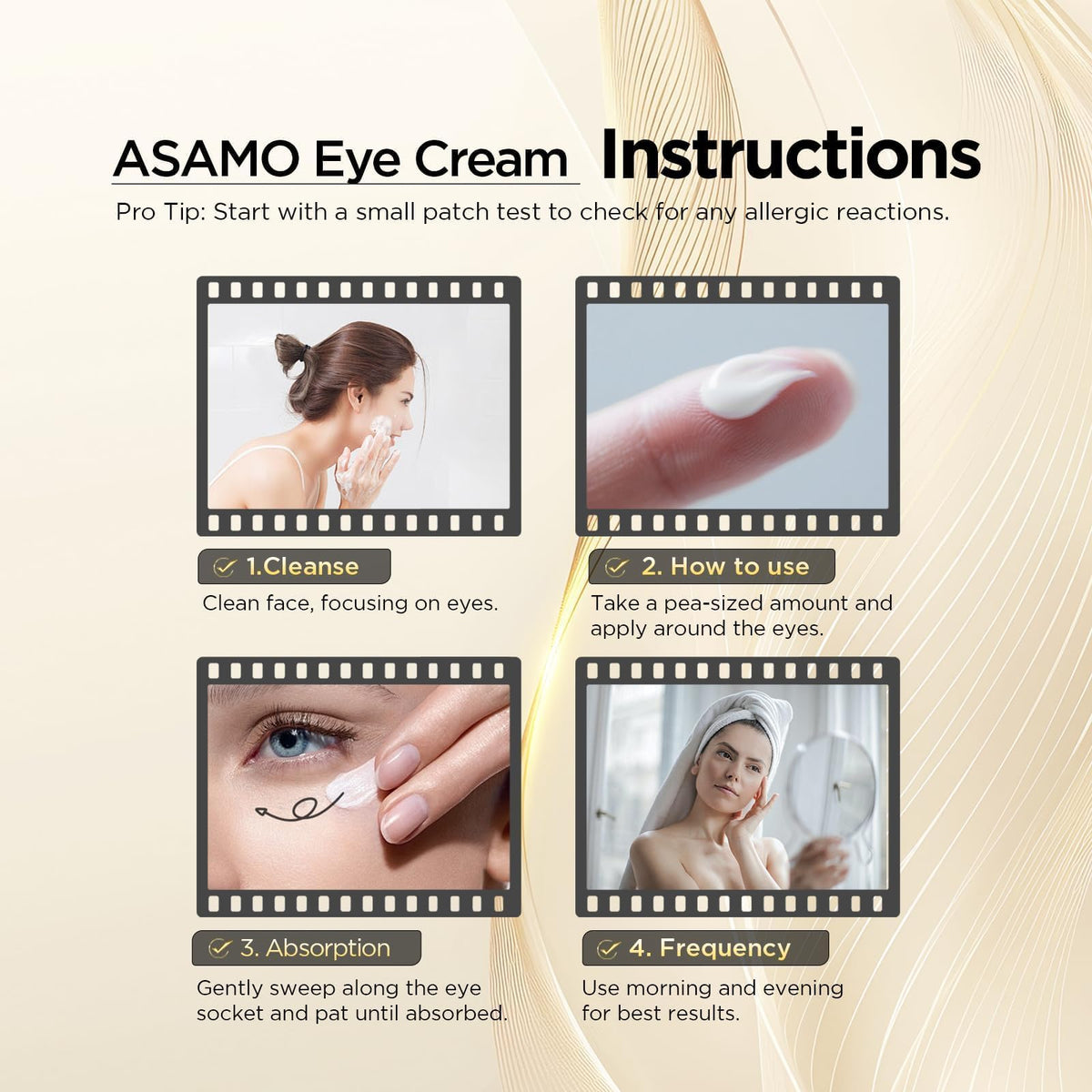 ASAMO Retinol Eye Cream – Retinol and Peptides for Fine Lines, Puffiness, and Under-Eye Shadows, Anti Aging, Eye Care Daily Wrinkle Cream,1.06 fl.oz