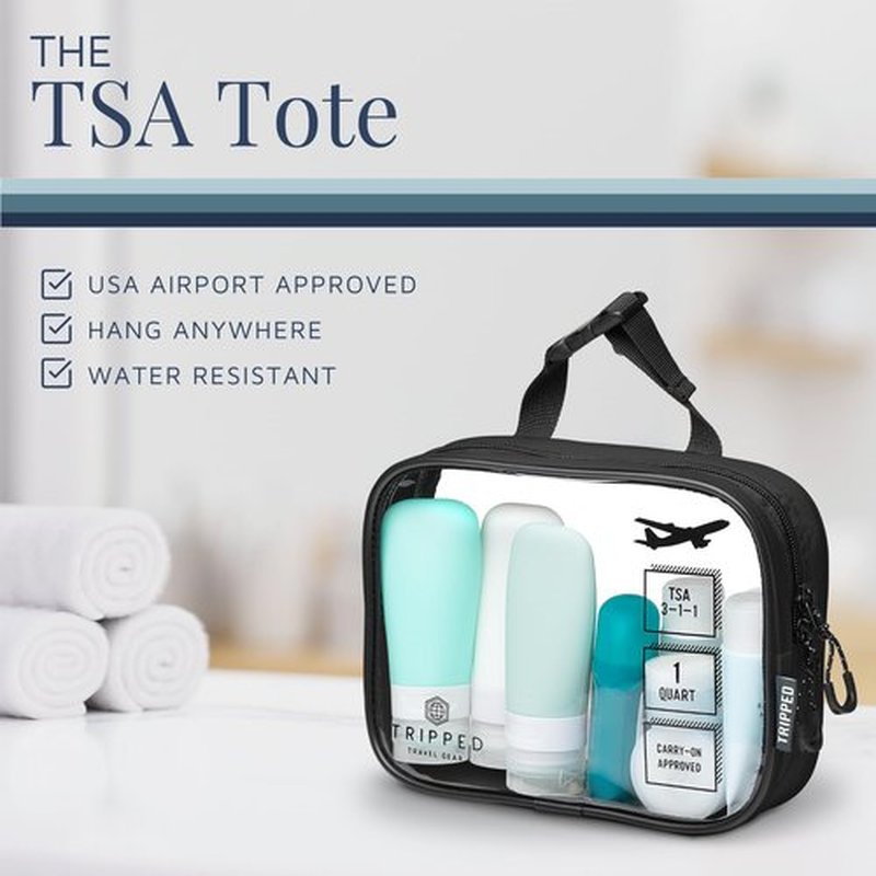 Toiletry Bag Kit Set: Hanging Travel Toiletry Bag + 311 TSA Cosmetic Liquid Bag + Ultralight Accessory Organizer Pouch (Black Ripstop)