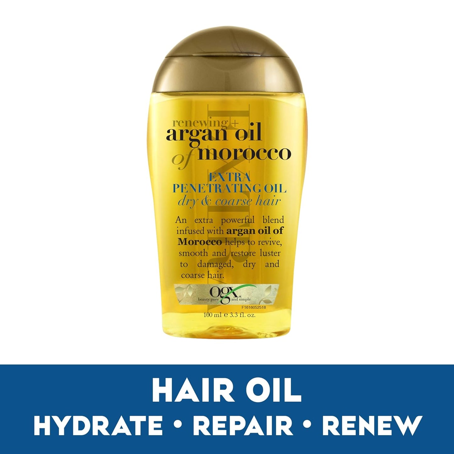 OGX Set of 2 Extra Strength Renewing + Argan Oil of Morocco Penetrating Hair Oil Treatment, Deep Moisturizing Serum for Dry, Damaged & Coarse Hair, Paraben-Free, Sulfated-Surfactants Free, 3.3 Fl Oz