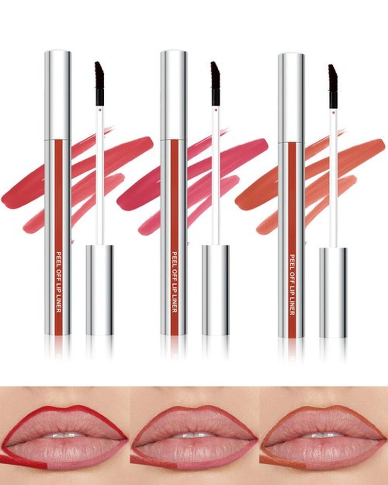 3Pcs Peel Off Lip Liner Stain Set Long Lasting,Tattoo Lip Stain Lip Gloss Peel Off Lipstick, Waterproof Stay On All Day, Transfer-Proof, High Pigmented Matte Finish Peel Off Lip Stain Makeup for Women