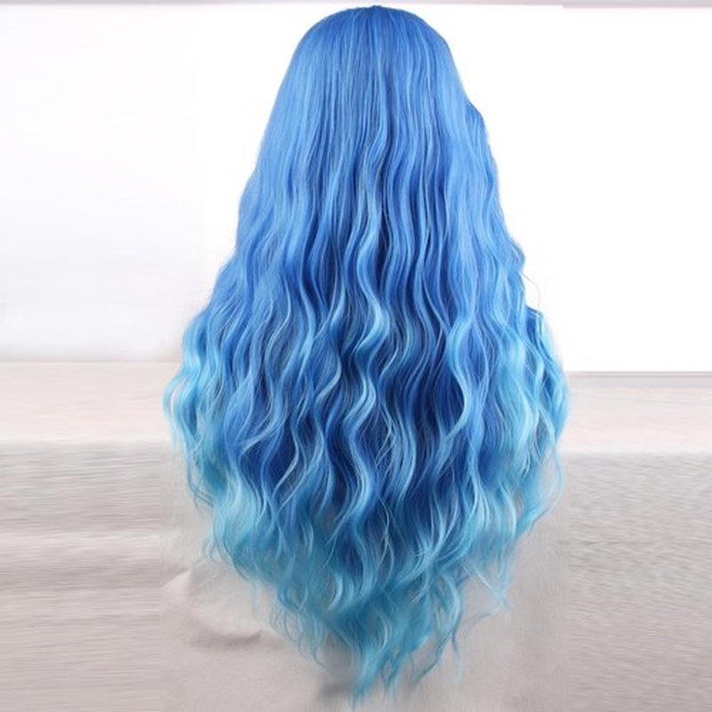 BERON Blue Wig Long Curly Wig Ombre Blue Wig Long Wavy Wig Blue Wigs for Women Synthetic Wig for Daily Party