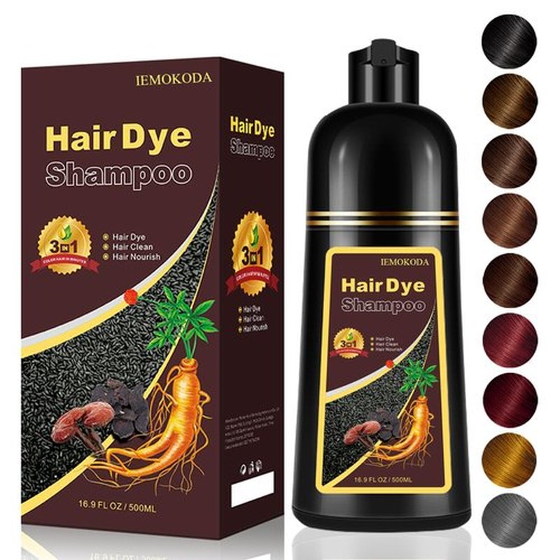 Instant Brown Hair Color Shampoo for Grey Coverage, 3-in-1 Natural Plant Dye for Women & Men, Long-Lasting Color in Minutes, Champu Para Canas