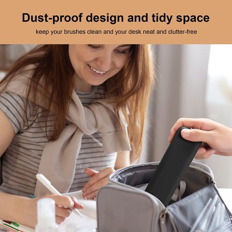 Makeup Brush Holder, Travel Essentials MakeUp Organizer, Silicone Cosmetic Make up Bag Cover Case for Size Toiletries, Small Magnetic Holder Women