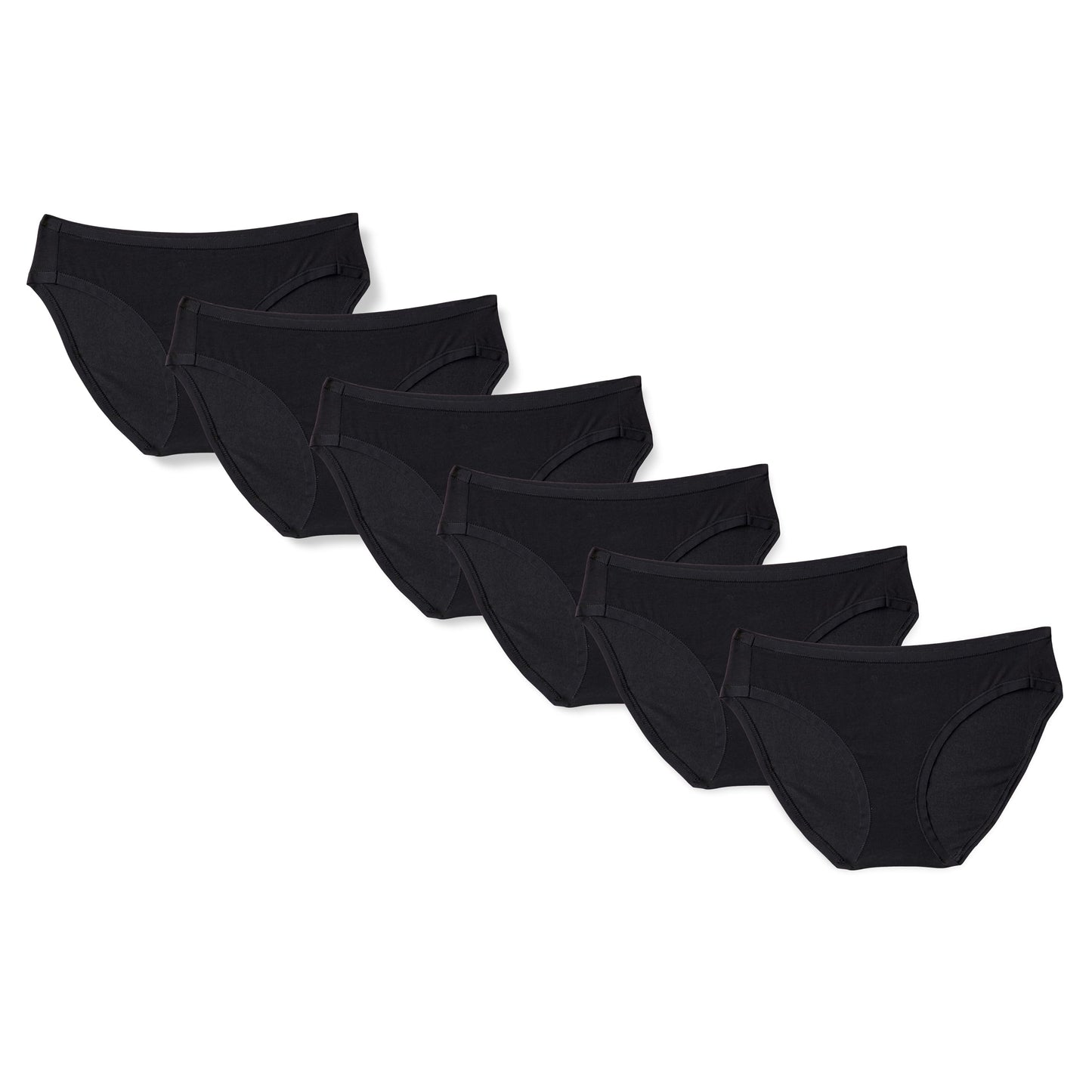 Amazon Essentials Women's Cotton Spandex Bikini Brief Underwear (Available in Plus Size), Pack of 6, Black, X-Small