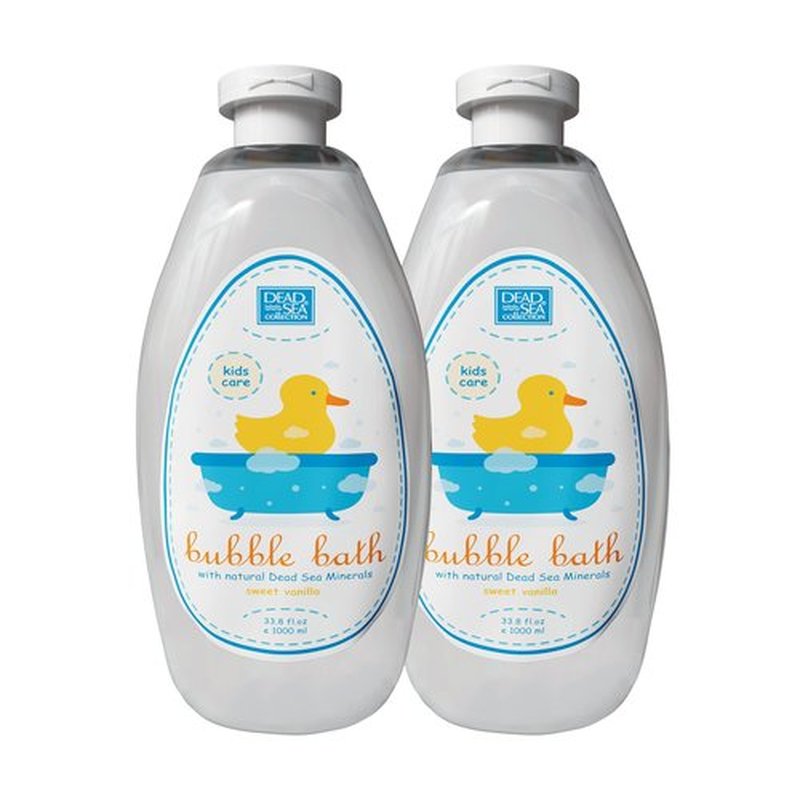 Dead Sea Collection Bubble Bath Kids with Vanilla - Cleansing and Moisturizing Liquid Bubble Bath - Sweet Almond Oil and Pure Dead Sea Minerals - Pack of 2 Large Bottles (67.6 fl.oz)