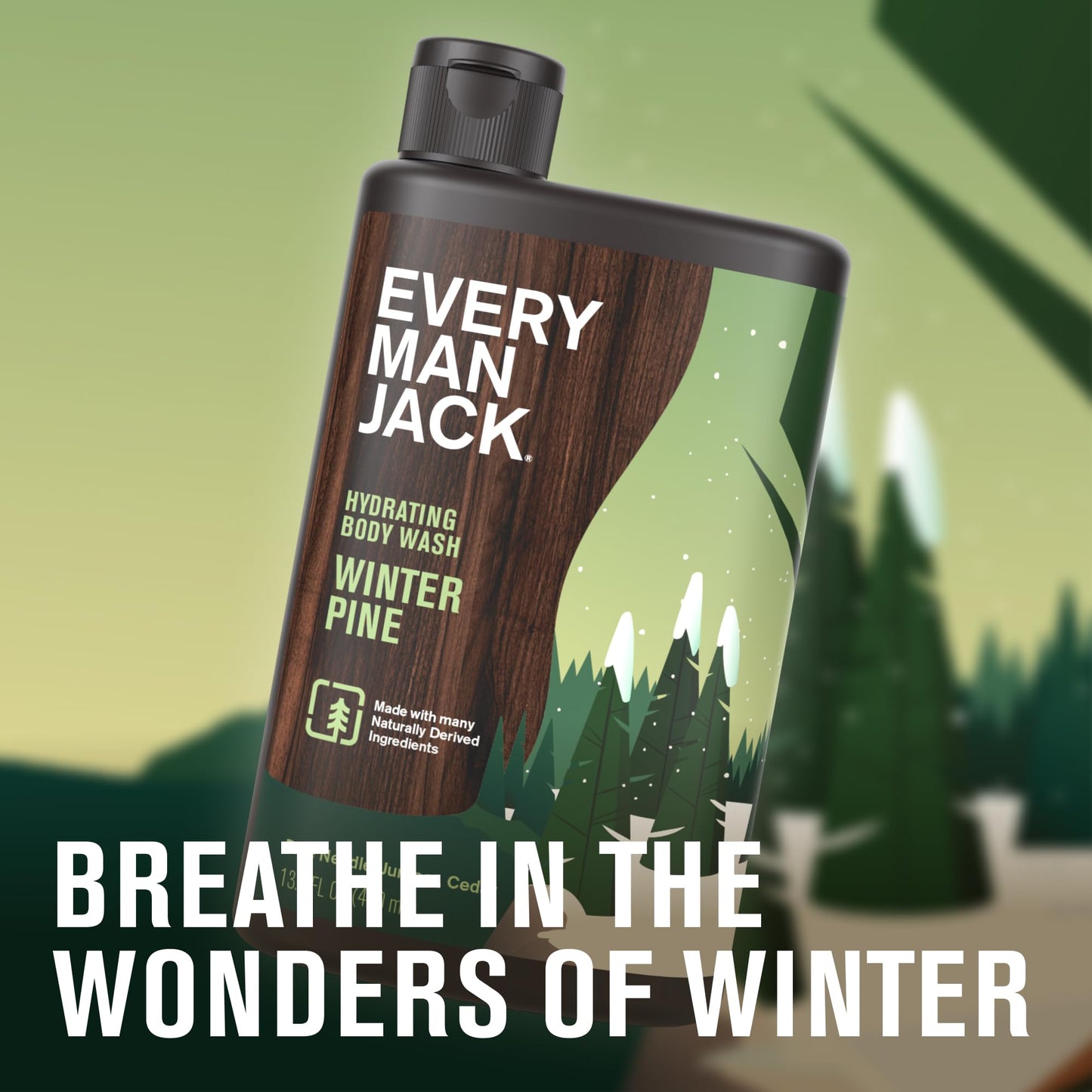 Every Man Jack Hydrating Body Wash - Winter Pine - Deeply Clean with Glycerin + Naturally Derived Ingredients - 13.5 oz (2 Pack)