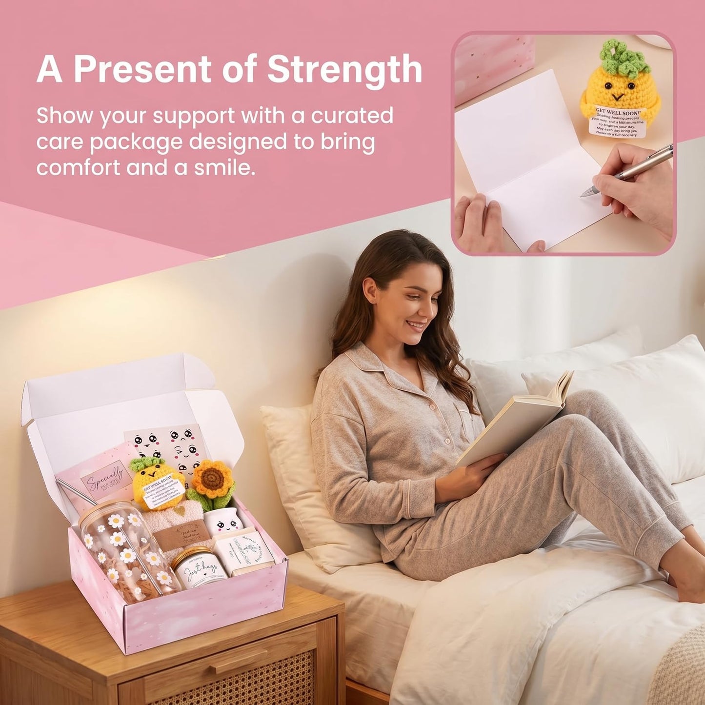 Get Well Care Package Gifts for Women, Self Care Gifts Basket, After Surgery Recovery Gift Set for Friends Sister Mom, Thank You Present for Her
