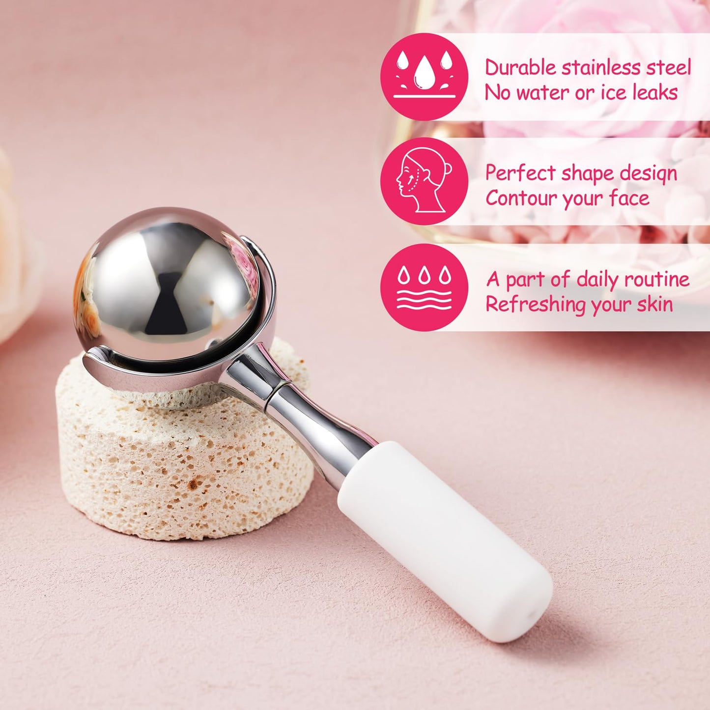 Cryo Sticks for Face-360 Rotating Unbreakable Steel Ice Globes, Cold Massage Roller Ball -Facial Skin Care Tools for Women, Ice Globes for Face and Eyes-Face Ice Roller-Ice Roller for Face