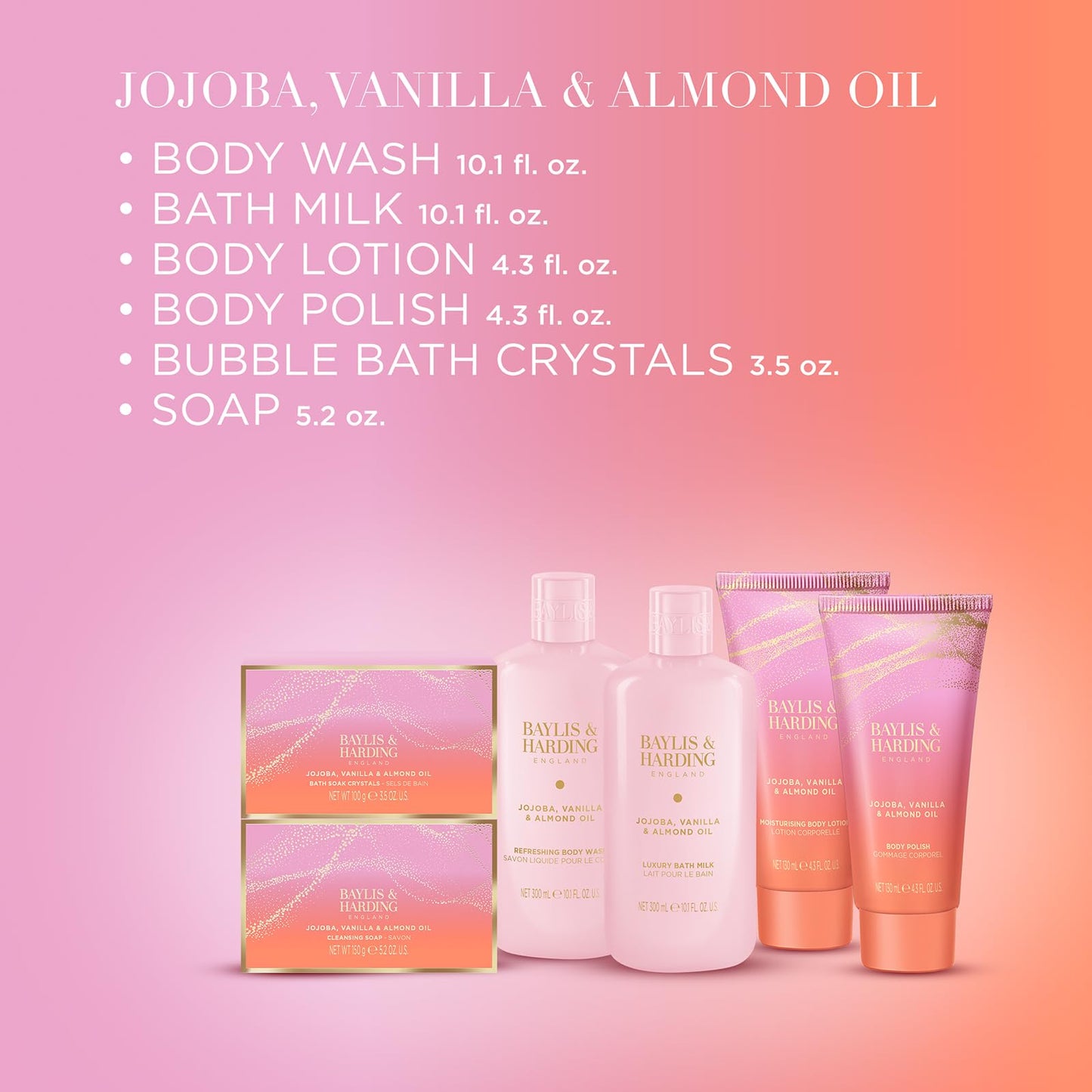 Baylis & Harding Jojoba, Vanilla & Almond Oil Luxury Pamper Gift Set For Women - Vegan Friendly