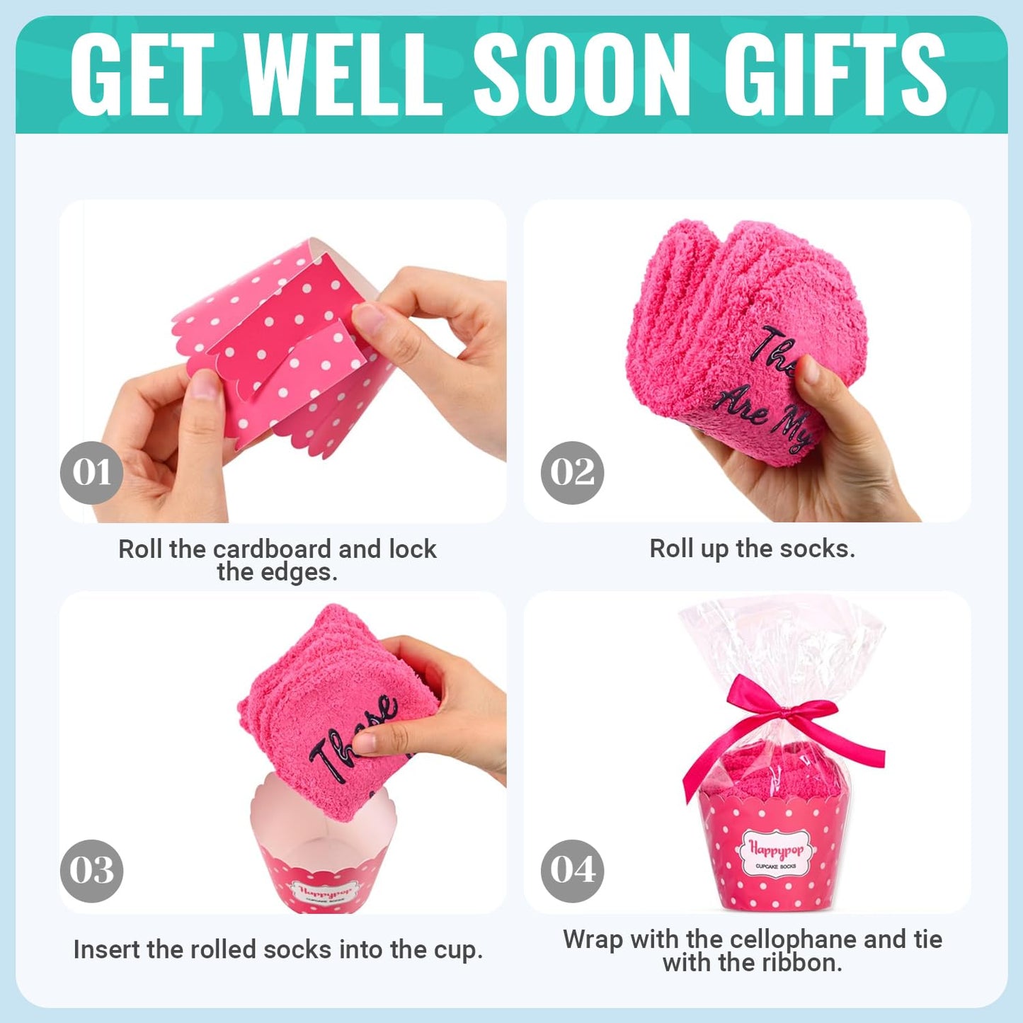 HAPPYPOP Inspirational Chemo Cancer Gifts - Women Breast Cancer Awareness Socks for Survivors, Comfort Chemo Care Gift Ideas for Patients Female Pink