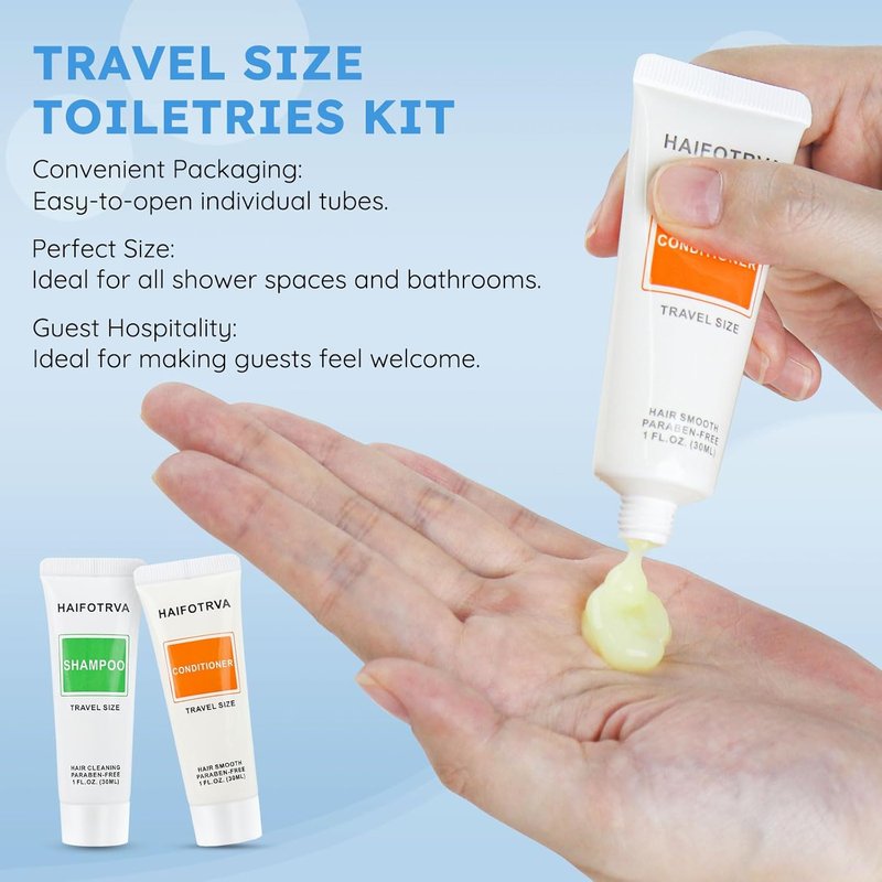 Travel Size Shampoo and Conditioner Set - Individually Wrapped 30ml | Portable Hotel Toiletries for Guests, Travel, Charity