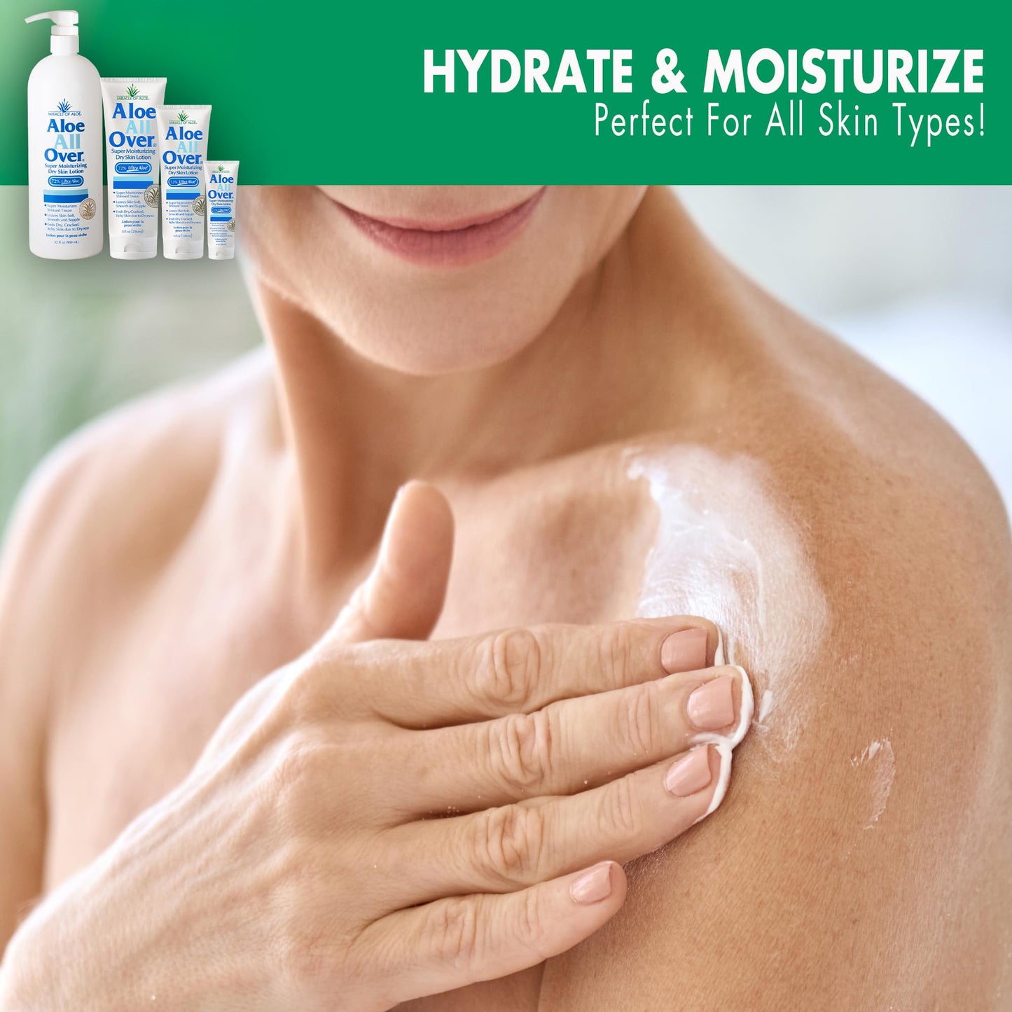 Miracle of Aloe’s Aloe All Over Super Moisturizing Dry Skin Lotion (2-Pack, 4 oz) - Made with 72% UltraAloe Aloe Vera Gel. Safe for Everyone: Men, Women, Kids. Ends Flaking and Restores Dry Skin Fast
