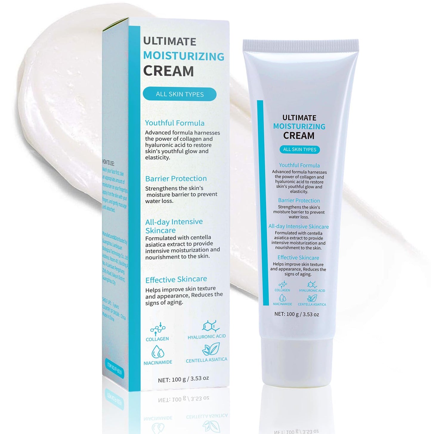 Mtmult Youthful Formula Facial Moisturizer with Niacinamide & Hyaluronic Acid - Face Cream for Deep Hydration, Infused with Centella Asiatica & Collagen - Daily Moisturizer for Youthful Skin