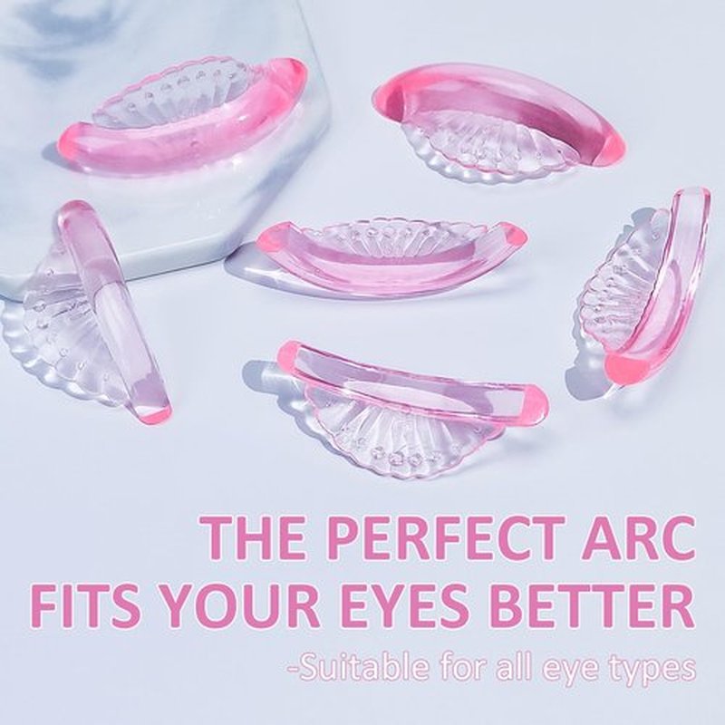 Libeauty Lash Lift Shield, Super Soft Lash Lift Pads Shell Shape Lash Perm Rod Eyelash Curler Tool 16 Pcs (Pink)