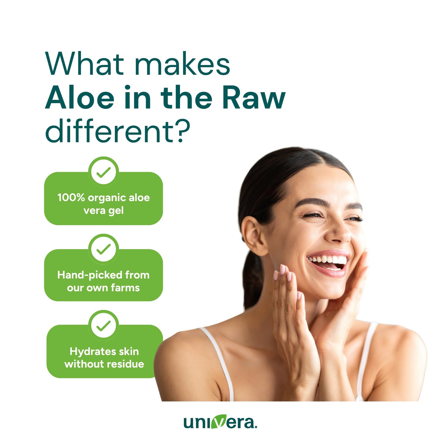 Univera Aloe in the Raw, Made with 100% Pure Organic Aloe Vera Gel, Suitable for All Skin Types, Sunburn Relief, No Sticky Residue, 4.0oz.