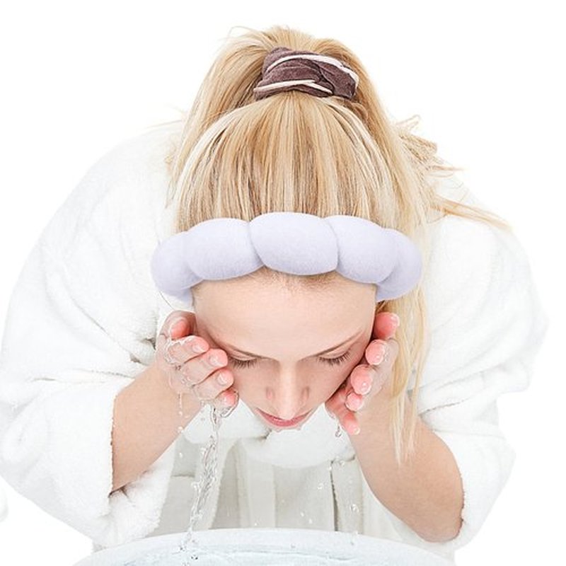 Zkptops Spa Headband for Washing Face Wristband Set Sponge Makeup Skin Care White Headband Wrist Towels Bubble Soft Sponge Hairband for Women Puffy Headwear Winter Non Slip Thick Thin Hair Accessory