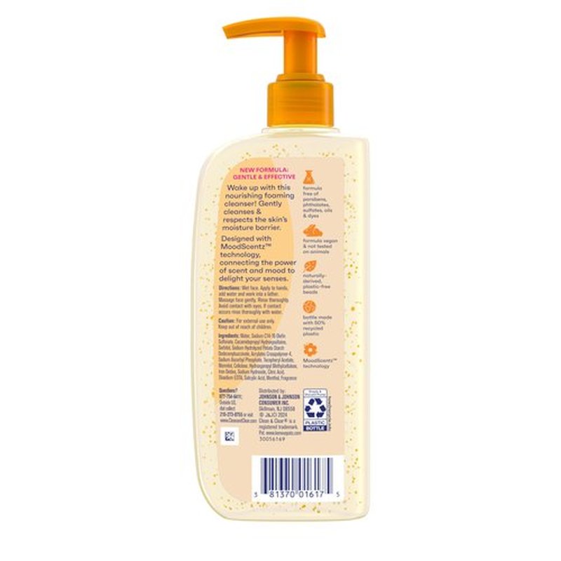 Clean & Clear Morning Burst Oil-Free Facial Cleanser with Vitamin C & BHA, Daily Nourishing Face Wash Gently Cleanses to Remove Oil & Pore Clogging Impurities, 8 fl. oz