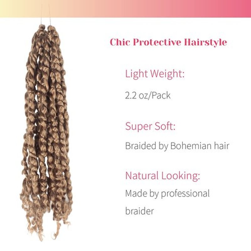 The BOHOBABE Pre-twisted Passion Twist Crochet Hair 6 Inch Short Pre-looped Crochet Passion Twist Braiding Hair 8 Packs (27#)