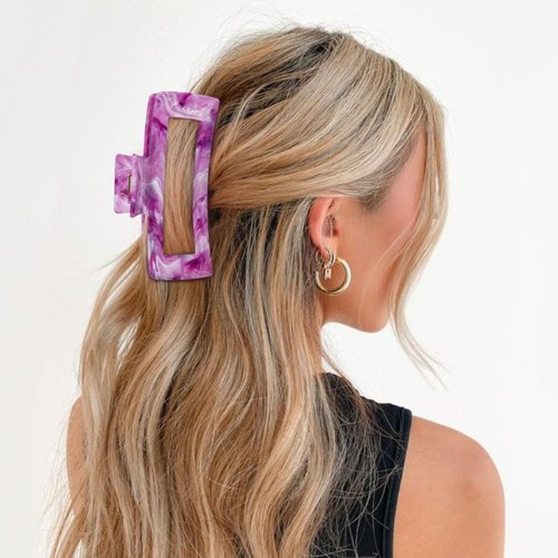SHINLEA 3Pcs Hair Claw Clips for Women, 5 Inch Non-slip Large Hair Clip for Thick Hair, Strong Hold Hair Claw, Reference Ink Painting Design, Hair Accessories for Girls Gifts (Brown & Gray & Purple)