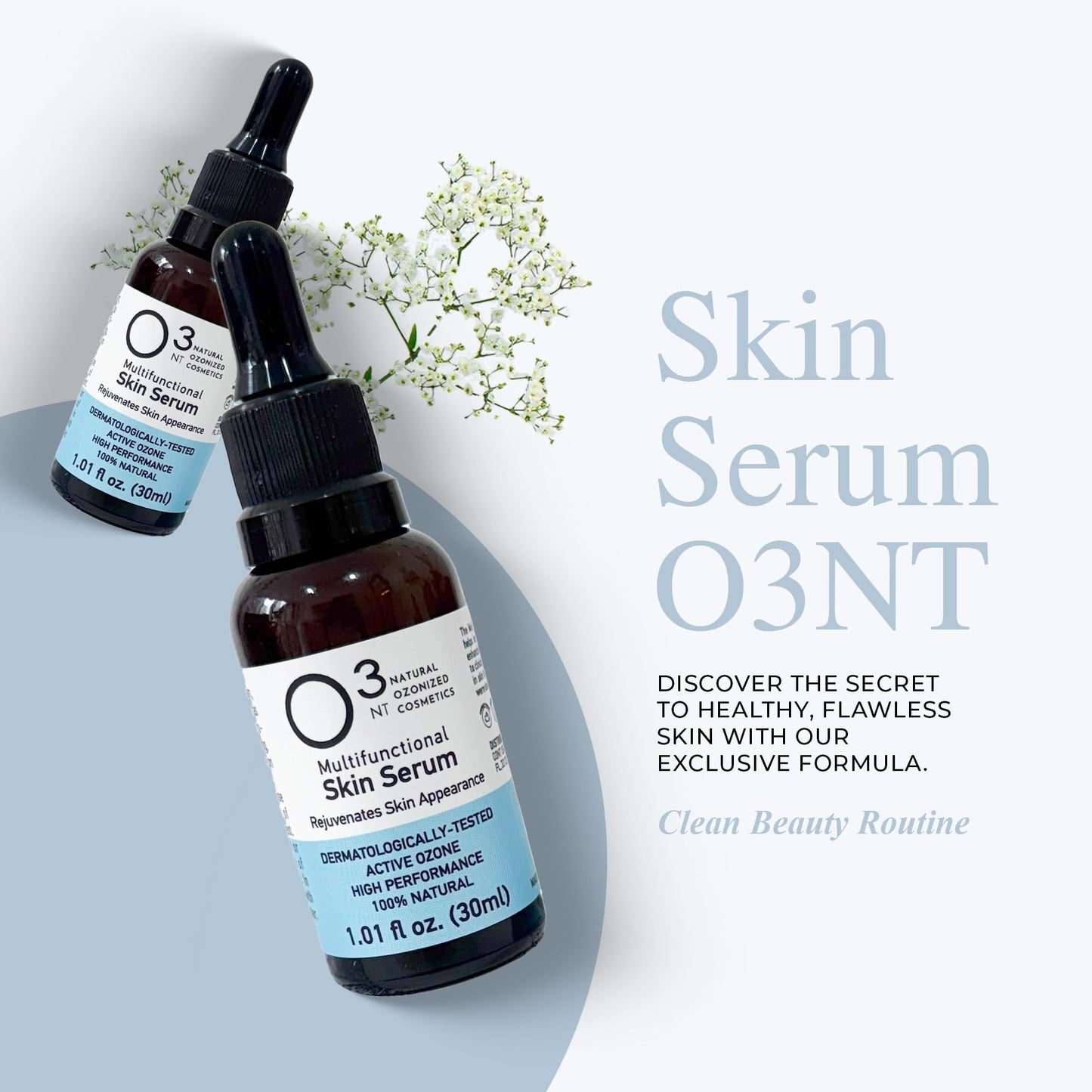 O3NT Skin Oil - Multifunctional Skin Care - Revitalization, Nourishment and Hydration - Active Ozone Therapy - High-Performance Natural Treatment - All Skin Types - 1.01 Fl Oz