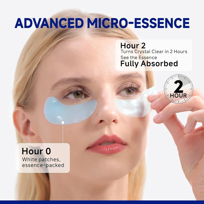 Peptide Cooling Under Eye Patches - Soothing Mask for Dark Circles & Puffiness | 60 Pairs with Glacial Water