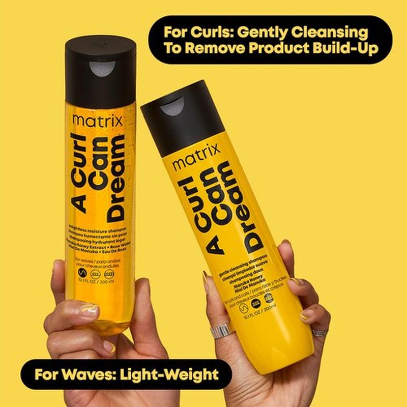 MATRIX A Curl Can Dream Weightless Moisture Shampoo | For Wavy Hair | All Day Frizz Control | With Manuka Honey Extract and Rose Water | Silicone Free | Luxury Salon Shampoo