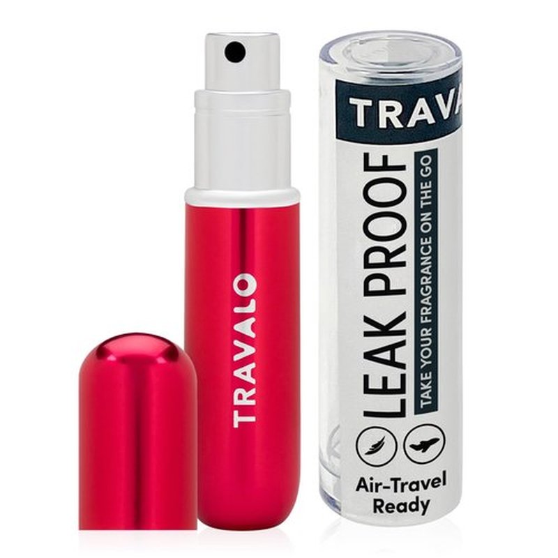 Travalo Classic HD Perfume Atomizer | Genie-S TSA Approved Travel Perfume Bottle Refillable | Reusable Airtight Easy-Fill Mini Pump Sprayer | Lightweight Elegant Design w/Volume Window | Red 0.17oz
