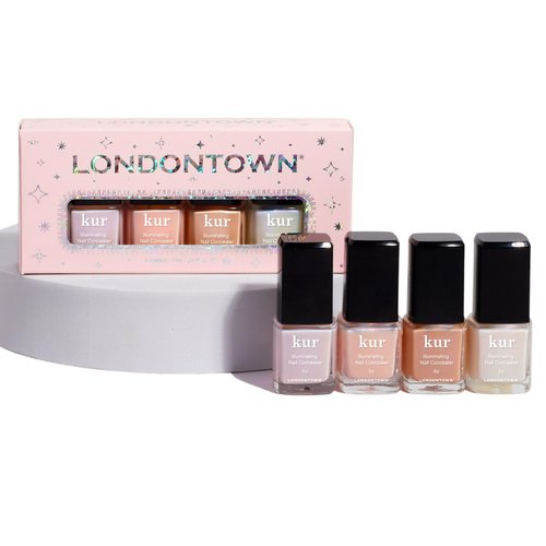 LONDONTOWN Illuminating Essentials Nail Concealer Mini Set - Vegan, Cruelty Free, Gluten Free, Paraben Free, Long Lasting Brightening Nail Polish Care, .24 fl oz
