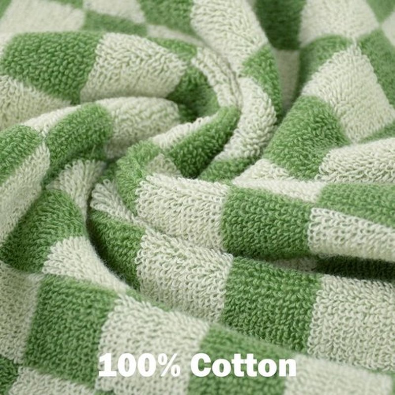 Wash Cloths Super Soft (Green Checkered), Wash Clothes 12 Pack Cotton Face Cloths for Washing Face Showering 13x13 Inches, Chrsitmas Gifts