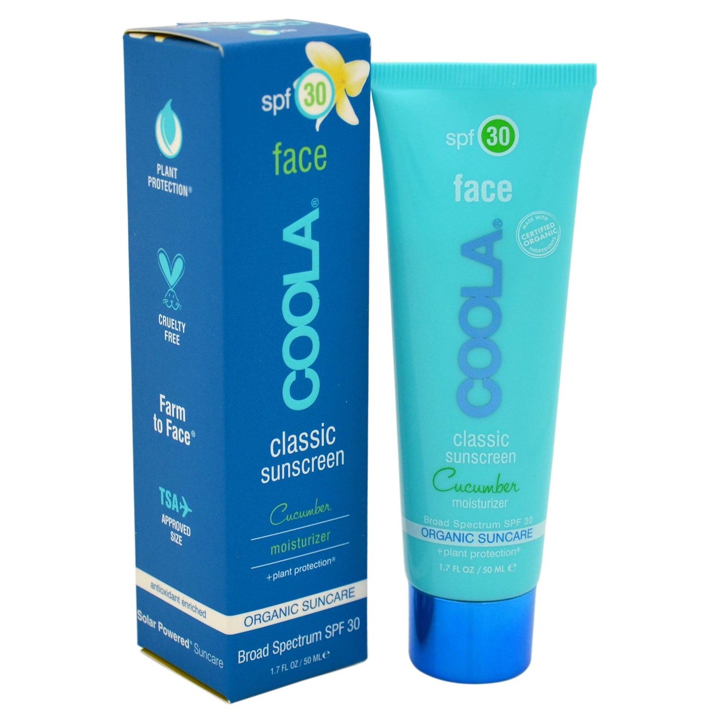 COOLA Organic Classic Sunscreen Moisturizer, Broad Spectrum SPF 30, Reef-Safe, Fragrance Free, 1.7 Fl Oz