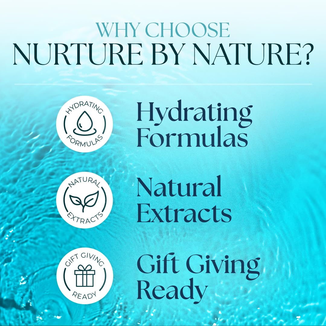 Nurture by Nature Bath Gift Set for Women - Birthday Gifts for Women, 4 Piece Spa Gift with Body Scrub, Bath Salts, Soap, Hand Cream, Self Care Gift for Mother’s Day, Gifts for Her, Gift for Mom