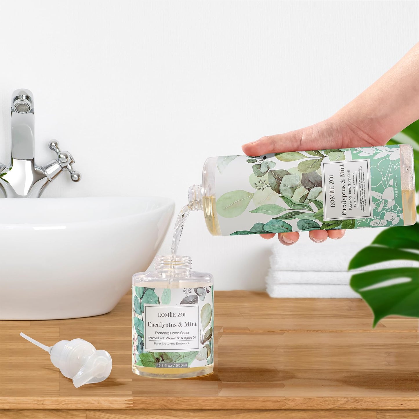 ROMIIE ZOI Foaming Hand Soap Refill, Eucalyptus & Mint, 1 L/33.8 FL OZ