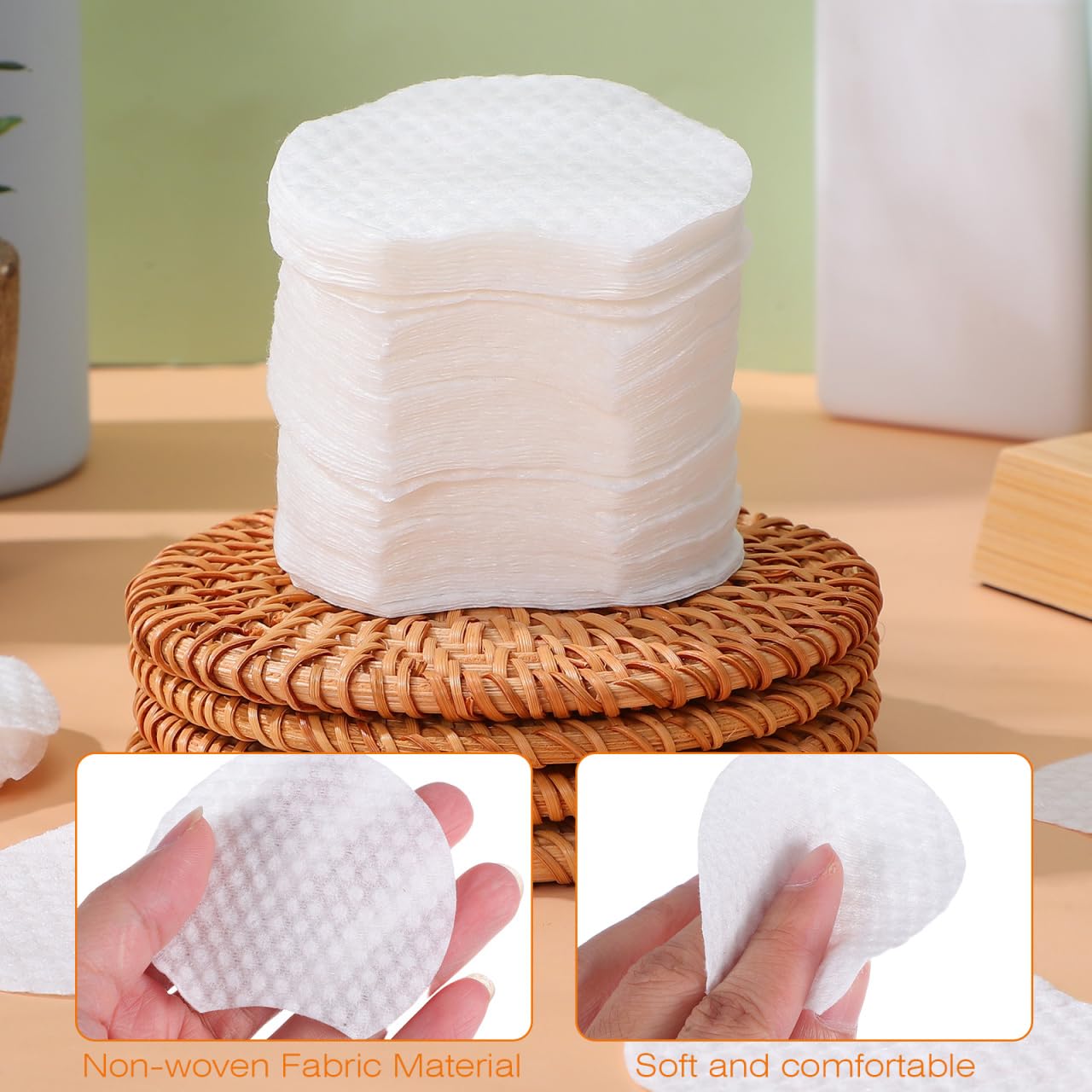 Cotton Rounds 600pcs Makeup Remover Pads Non-Woven Facial Cleansing Wipes Cosmetic Cleaning Pads Daily Face Wipes for Make Up Deep Skin Cleaning