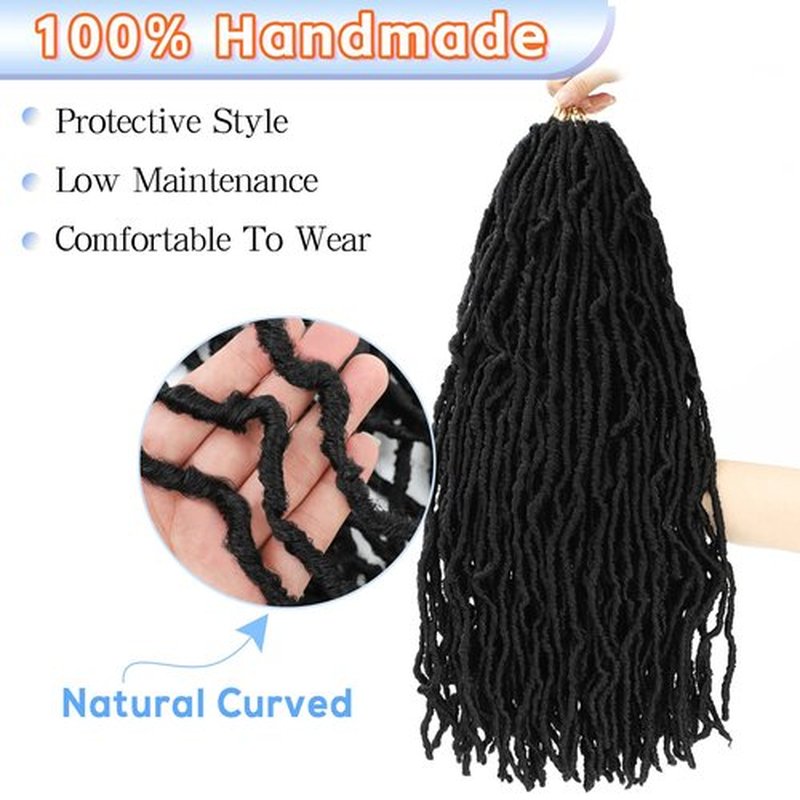 Faux Locs Crochet Hair 22 Inch 7 Packs Soft Locs Crochet Braids Pre Looped Crochet Locs For Women Natural Black Butterfly Faux Loc Hair Extensions(1B, 22inch, 7 Packs)