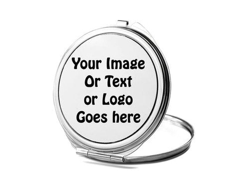 SpreadPassion Personalized Compact Mirror, Create Your Own Custom Text, Photo Mirror, Travel Makeup Mirror Handheld Small Mirror, Portable Pocket Mirror, Birthday Idea (1, Round)