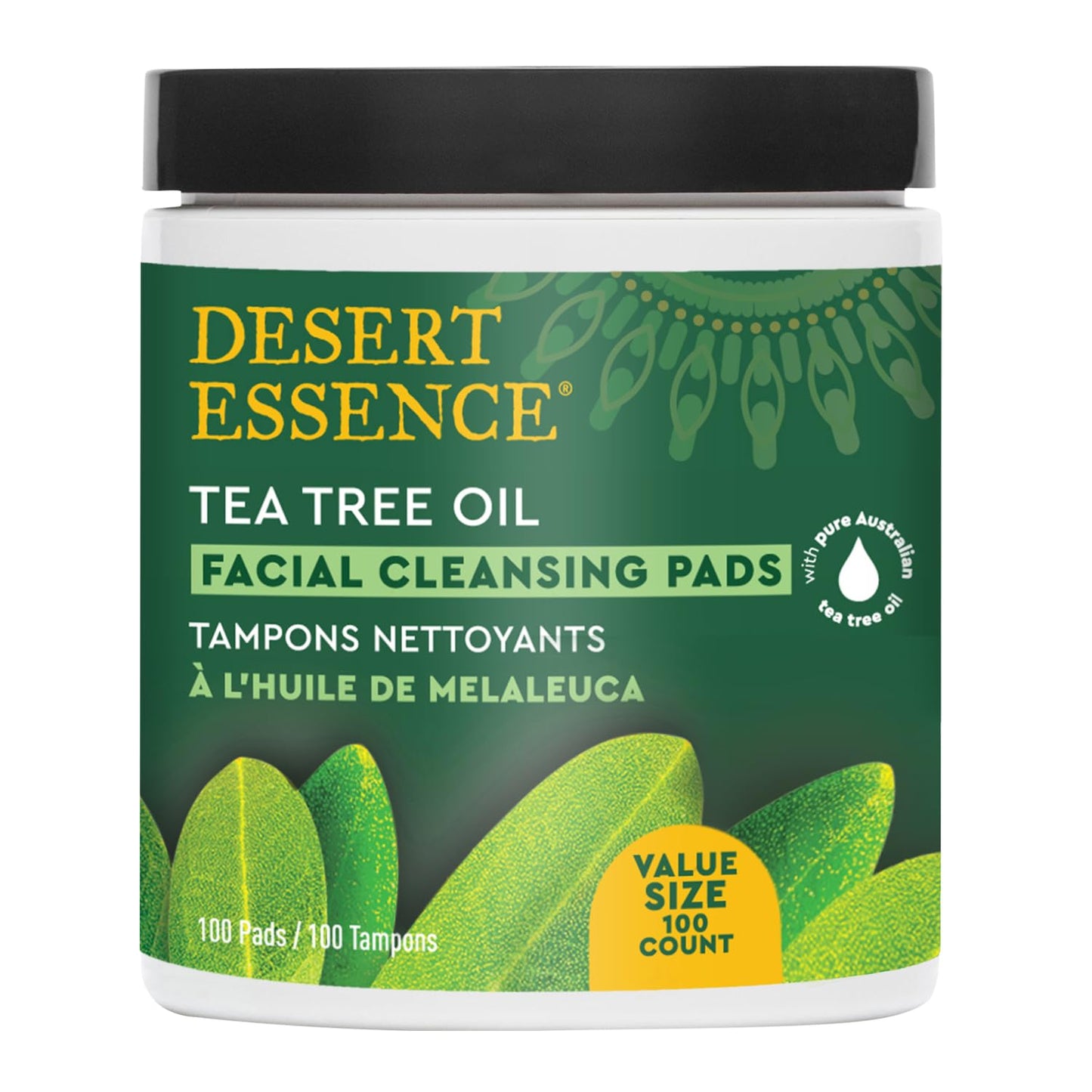 Desert Essence Tea Tree Facial Cleansing Pads 100 Pads Container