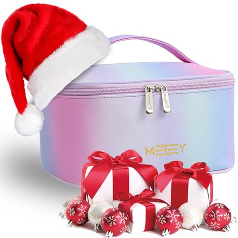 KITENROM Makeup Bag Preppy Cosmetic Bag Small for Women Toiletry Bags Pouch Organizer Rainbow Gradient Pink