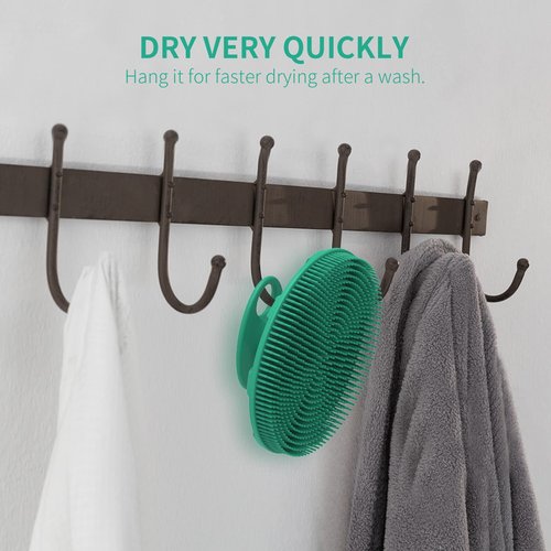 Silicone Body Scrubber 2 Pack Shower Bath Brush, More Hygienic Than Traditional Loofah, Lather Nicely, Long Lasting, Gentle Exfoliating for Women Men Baby Sensitive Skin, Rose+Green