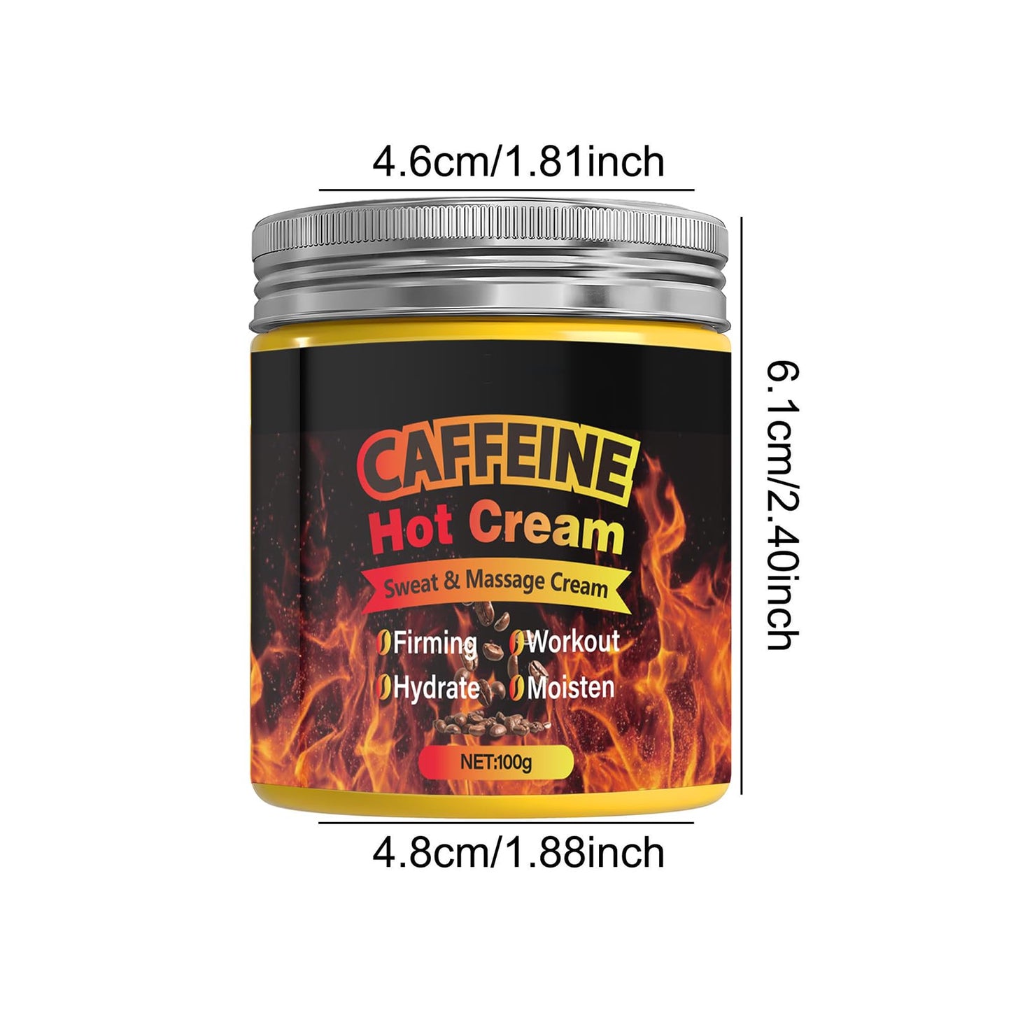 Caffeine Hot Cream，Sweat & Massage Cream，Belly Fat Burner Sweat Enhancer，Burns cellulite on thighs, legs, abdomen and buttocks，Suitable for both men and women，100g
