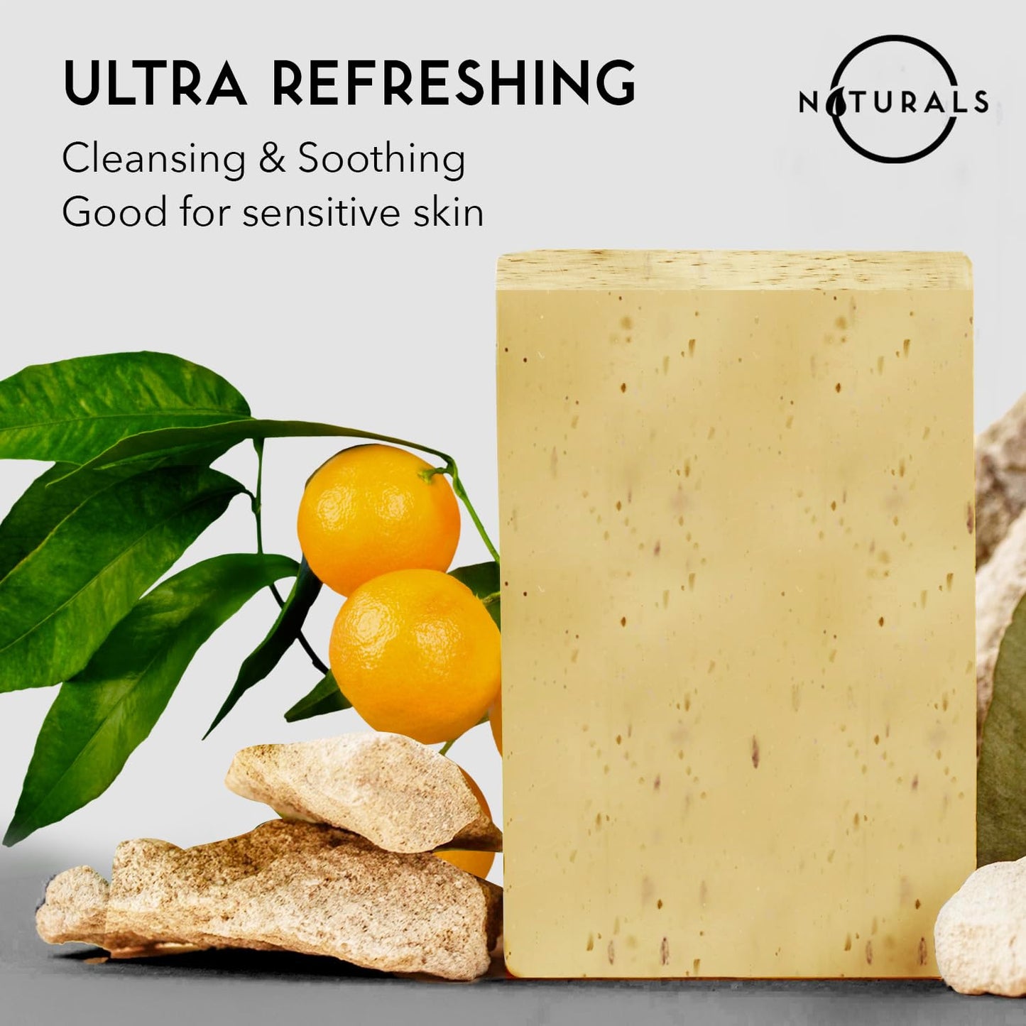 O NATURALS Exfoliating Soap Bar with Dry Mint Leaves - Medium Grit Mens Soap, Natural Exfoliating Bar Soap for Men, Peppermint Soap Bar - Face Soap, Moisturizing Mens Face Bar Soap, Mens Soap Bar